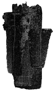 wet dark lino ink remain, wild black linocutting paint roller texture isolated.