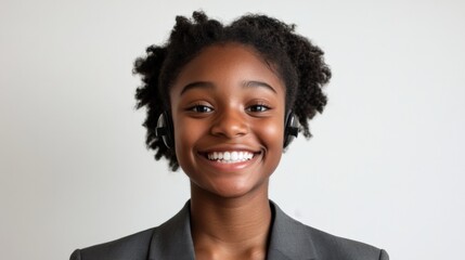 friendly customer service representative wearing a headset and smiling