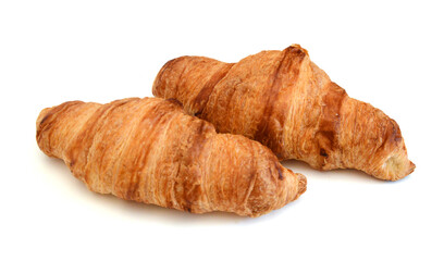 Fresh and tasty croissant over white background