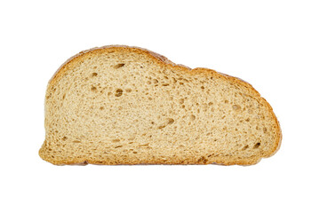 A slice of fresh light rye bread isolated on white