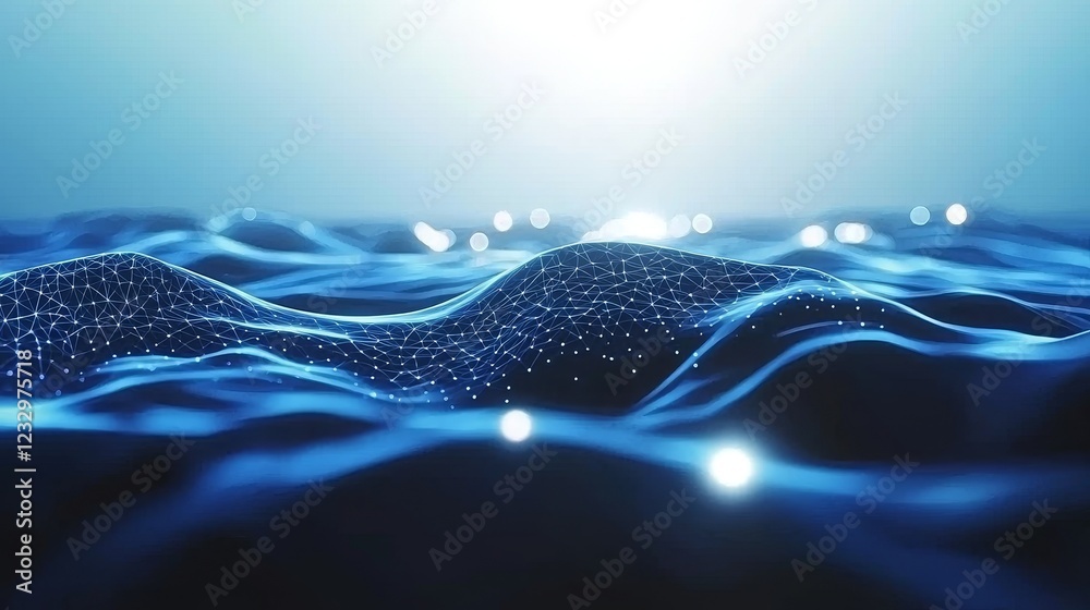 Poster data technology background. abstract background with connecting dots and lines on a dark backdrop. 3