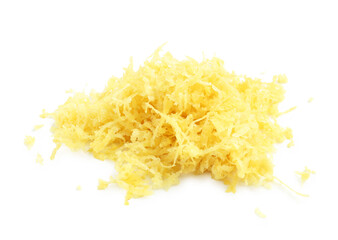 Pile of lemon zest isolated on white