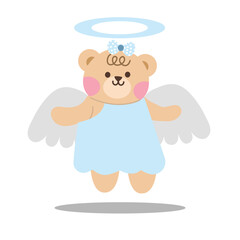 Valentine's Day. Little cute cupid bear. Set of vector elements in romantic style. Suitable for decorative elements for invitatition, clip art, sticker, etc