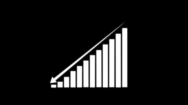 Abstract decreasing business graph chart animation background. Bad Economy Recession Graph Chart Chalkboard Style. Falling trend chart