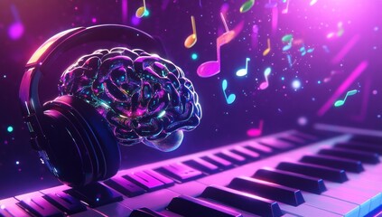 Fototapeta premium The Brain's Symphony: A Musical Mind'scape