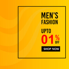 Discount banner for Men's Fashion UPTO 01% Off. Shop Now button 