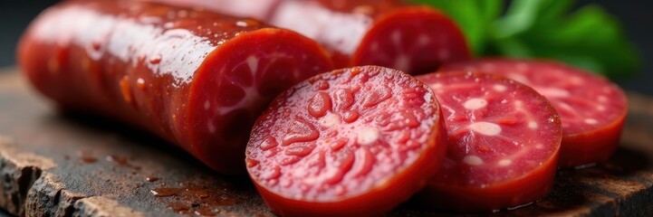 Close-up of sliced blood sausage, showing texture, kaszanka, spices