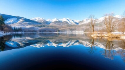 As winter retreats, the first signs of spring in nature &ndash; melting snow, blooming flowers, and warm sunlight illuminating green fields and mountain slopes