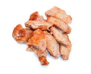 Raw chicken meat with bone on a white background
