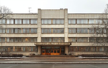 A building consists of eight floors, all featuring rectangular windows