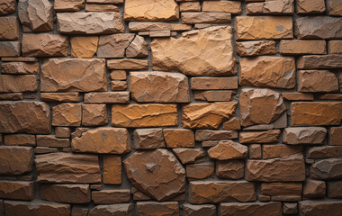 Obraz premium Brown orange gold background. Stone wall surface texture. For design.