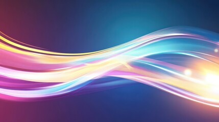 Abstract Colorful Wave Design Glowing Lines Art