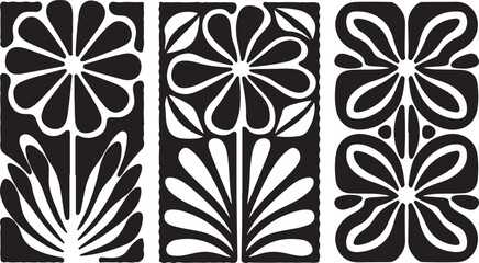 Fototapeta premium Black and White Flower Stencil Designs