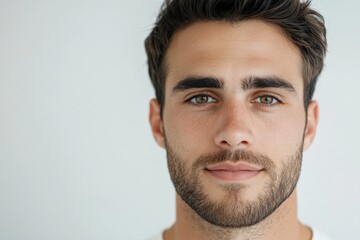 Obraz premium headshot of a young man with hazel eyes and a short beard