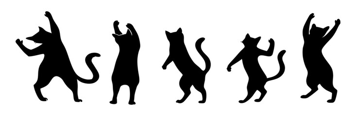 Cartoon Cat Poses  Simple and Cute Cat Silhouettes