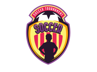 Ilustraci&oacute;n de vector de dise&ntilde;o de logotipo de deporte de soccer