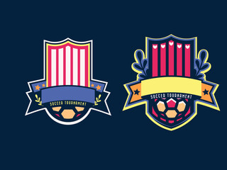 Ilustraci&oacute;n de vector de dise&ntilde;o de logotipo de deporte de f&uacute;tbol. Escudo de equipo de soccer