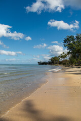 tropical beach with blue sky