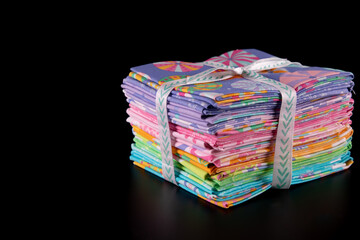 Fabric colourful isolated on black background