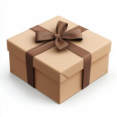 Cardboard gift box mockup with a minimalist design, isolated on a clean white background