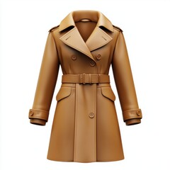 Classic long trench coat for winter elegance, centered on a clean white background