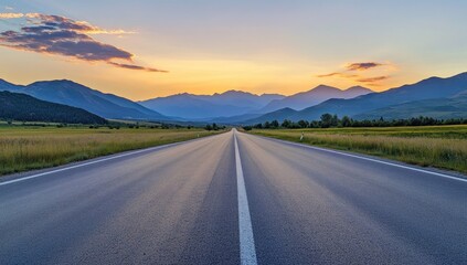 Fototapeta premium Sunset Road Trip Through Majestic Mountains