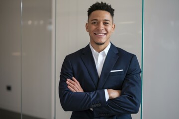 Confident Young African Businessman Modern Office - Corporate Branding