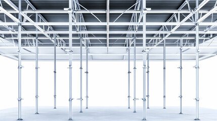 Steel scaffolding structure for construction.