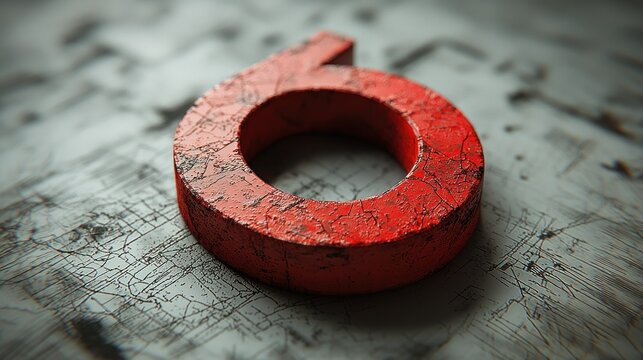 Red number six on cracked surface with map background - Powered by Adobe