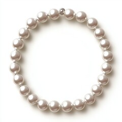 Obraz premium Elegant pearl necklace with a minimalist clasp, centered on a clean white background