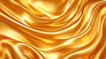 Golden silk fabric waves elegant luxurious texture