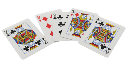 different playing cards isolated on transparent background, playing card png