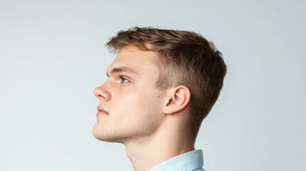 Fototapeta premium profile of young man with short brown hair