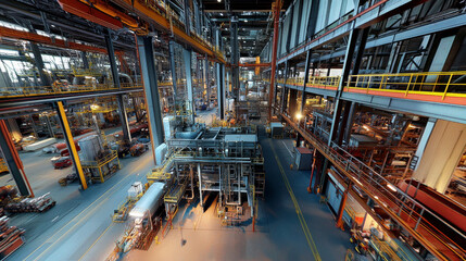 Fototapeta premium 360 degree panorama of futuristic industry site building 3d render illustration