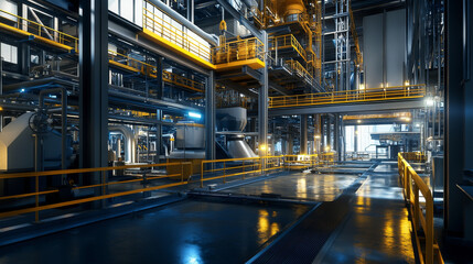 360 degree panorama of futuristic industry site building 3d render illustration