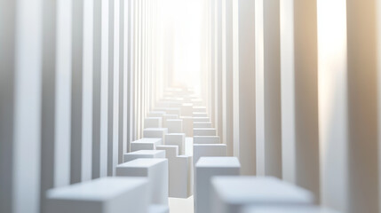 Obraz premium falling white column blocks abstract domino concept 3d render illustration