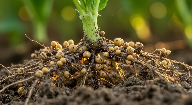 Soybean Plant Roots with Nitrogen Fixing Nodules