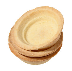 Empty round tartlet for salads and filling on isolated background