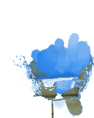 Closeup of a  paint roller applying fresh white paint on a wall. DIY process of home renovation and painting for a clean, updated interior. home improvement and wall makeover. Copy space.