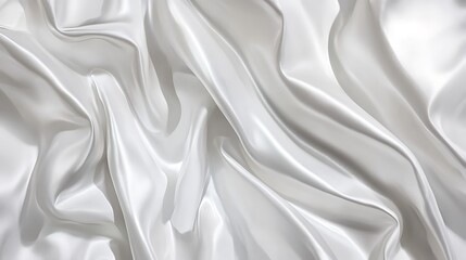 Obraz premium Draped White Silk Fabric Soft Elegant Texture