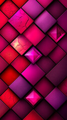 Obraz premium Colorful geometric shapes create a vibrant abstract pattern in rich shades of pink and red