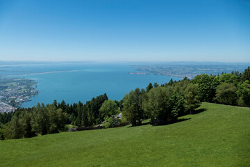 Panoramic view from Pfander mountain to lake Bodensee, Vorarlberg, Austria