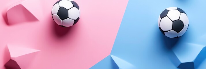 Naklejka premium Dynamic Team Banner: Three-Dimensional Design in Pink and Blue for School, College, and Business Promotions