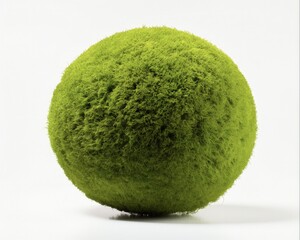 Moss Ball Isolated on White Background. Green Algae Sphere for Aquariums and Lakes