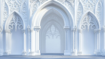 white gothic neo classic architecture arch modern design abstract background 3d rendering illustration