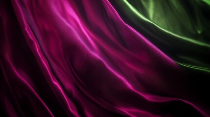 Obraz premium Draped purple and green silk fabric shows texture and folds