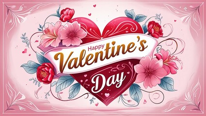 Naklejka premium Happy Valentines Day lettering calligraphy with hearts shape. Valentine's Day holiday lettering. Drawn text for card, banner, poster design