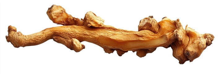 Fototapeta premium Organic Ginseng Root on Pure White Backdrop: Health and Wellness Essentials