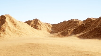 Naklejka premium Expansive Tan Sand Dunes Under Bright Sunlight