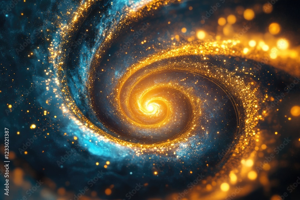 Wall mural cosmic elegance: golden spiral in abstract space background - a celestial exploration of the univers